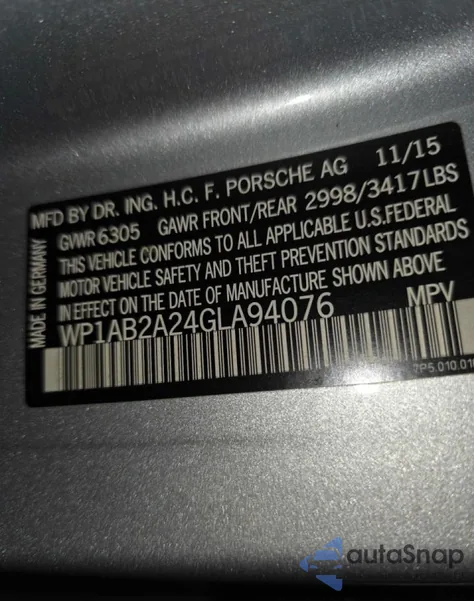 2016 Porsche Cayenne S из США, поврежденный, VIN WP1AB2A24GLA94076